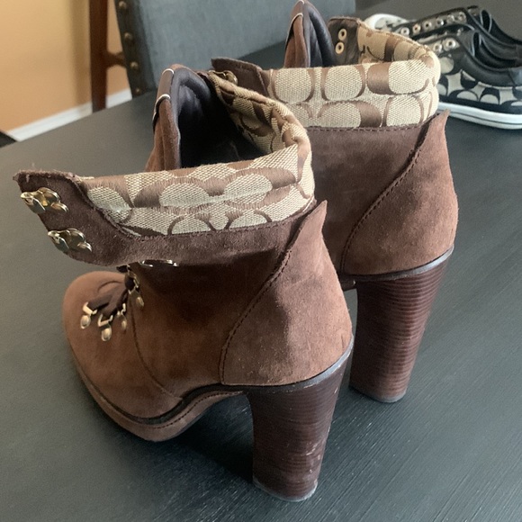 suede coach heeled boots - Picture 4 of 6